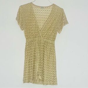 Blue Island Women’s Gold Knit Wrap Dress SZ M